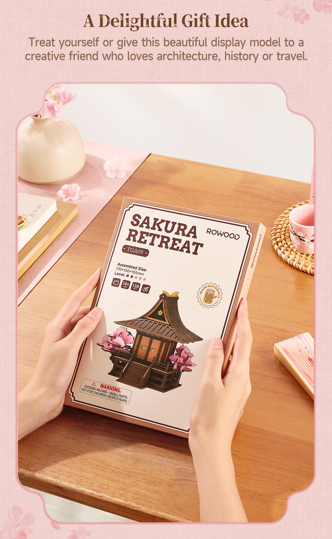 Robotime Rowood Sakura Retreat Wooden 3D Puzzle