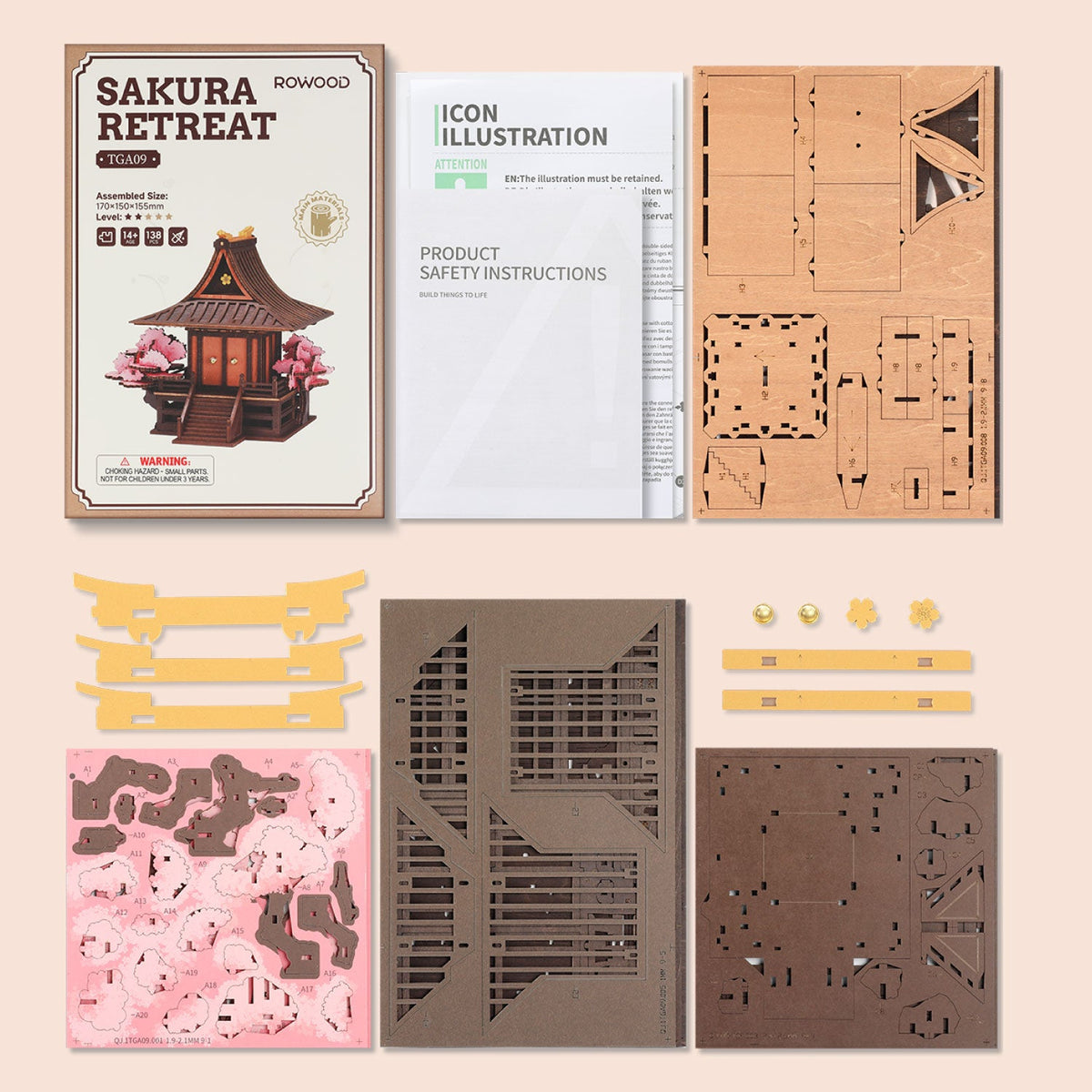 Robotime Rowood Sakura Retreat Wooden 3D Puzzle
