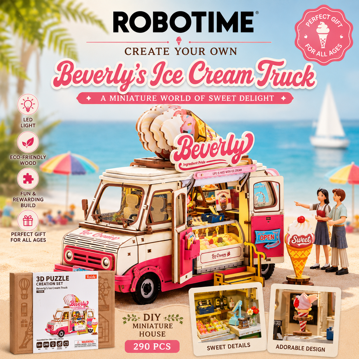 Rolife 3D Wooden Puzzle - Beverly's Ice Cream Truck TGS06