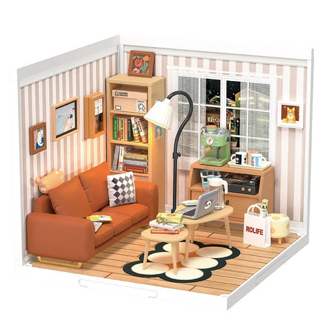 Robotime Rolife Cozy Living Lounge DIY Plastic Miniature House DW007