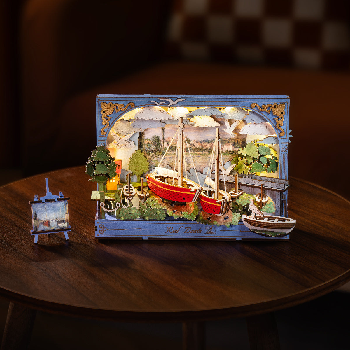 Rowood Red Boats Wall Art 3D Wooden Puzzle TH004