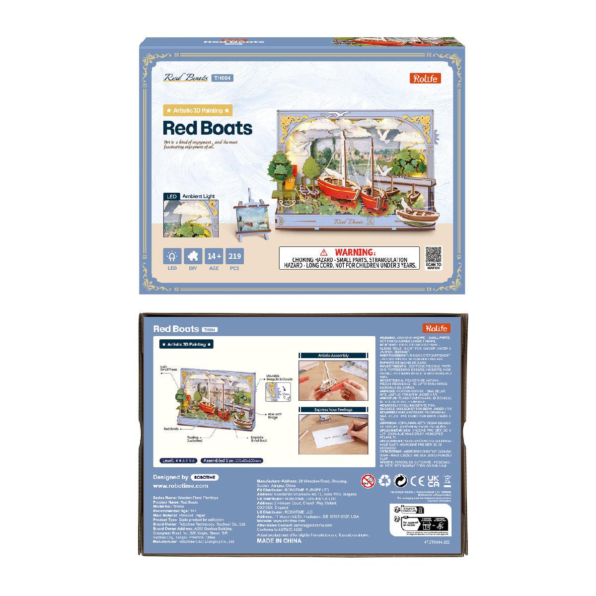 Rowood Red Boats Wall Art 3D Wooden Puzzle TH004