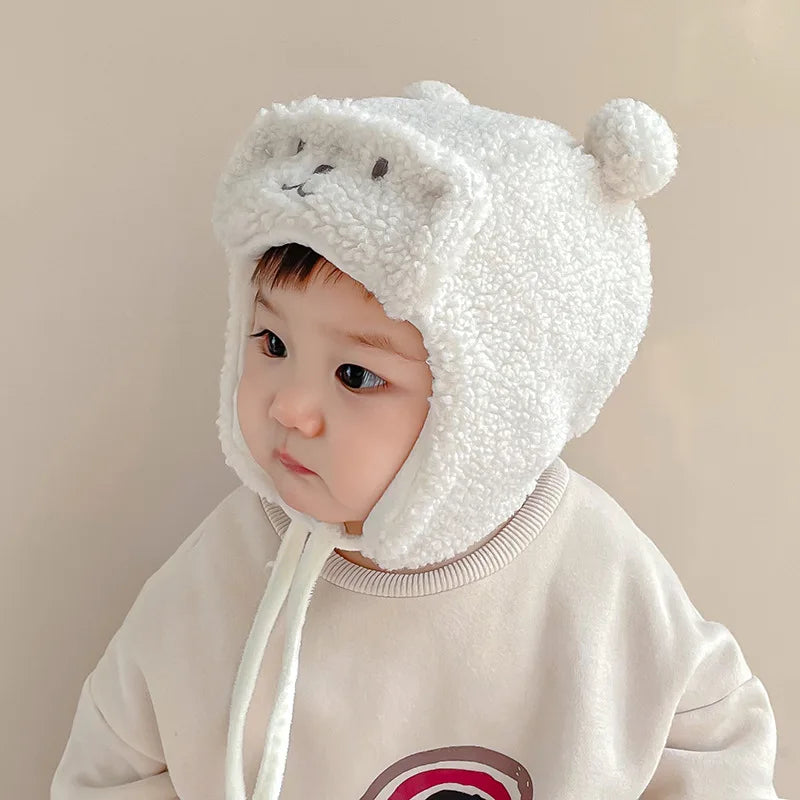 Bear Winter Baby Hat with Earflap 0-12M