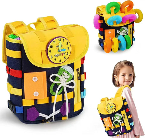 Kid Montessori Busy Board Bag with Buckles