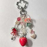 Cute strawberry bow keychain