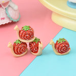 5pcs Mini Kawaii Resin Strawberry Snail Figurine