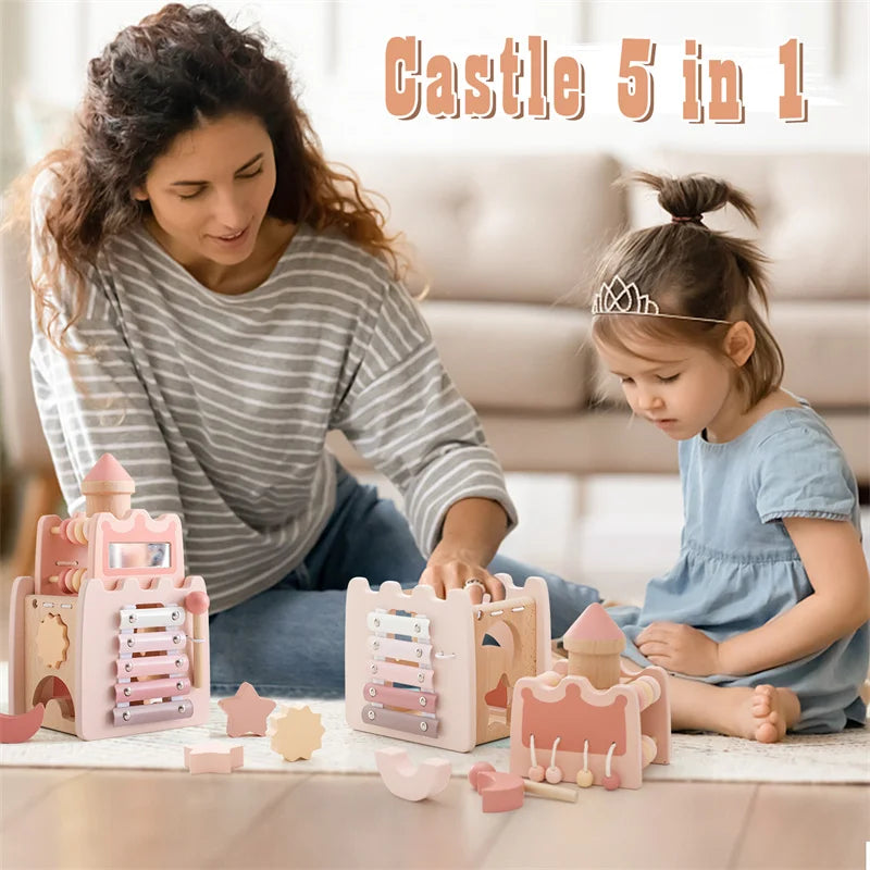 Wooden Montessori Castle Pink House