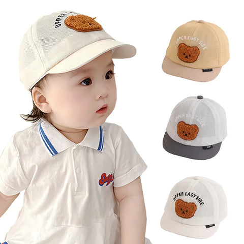 Bear Baby Hat Summer Mesh Adjustable 5-18M