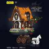 Mould King 16054 Streetview Building Block The Medieval Wooden House Model with Led Part