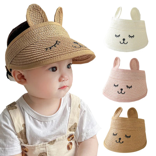 Bunny Baby Hat Summer Straw Folding Visor