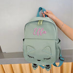 Custom Name Embroidery Cute Cat Children Backpack