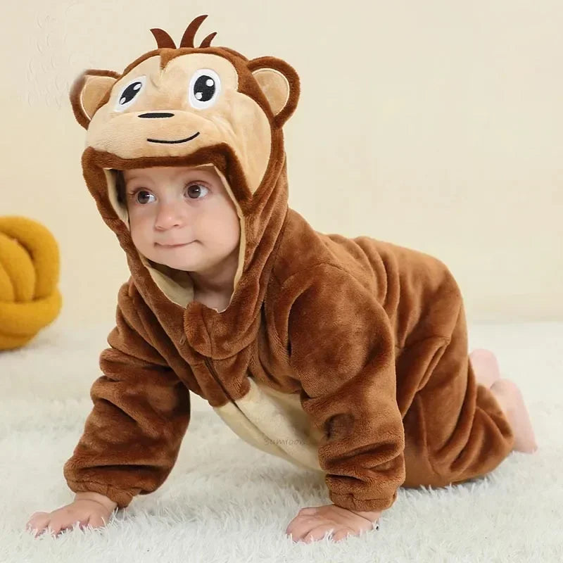 Baby Onesie Animal Costume Winter Flannel Jumpsuit V1