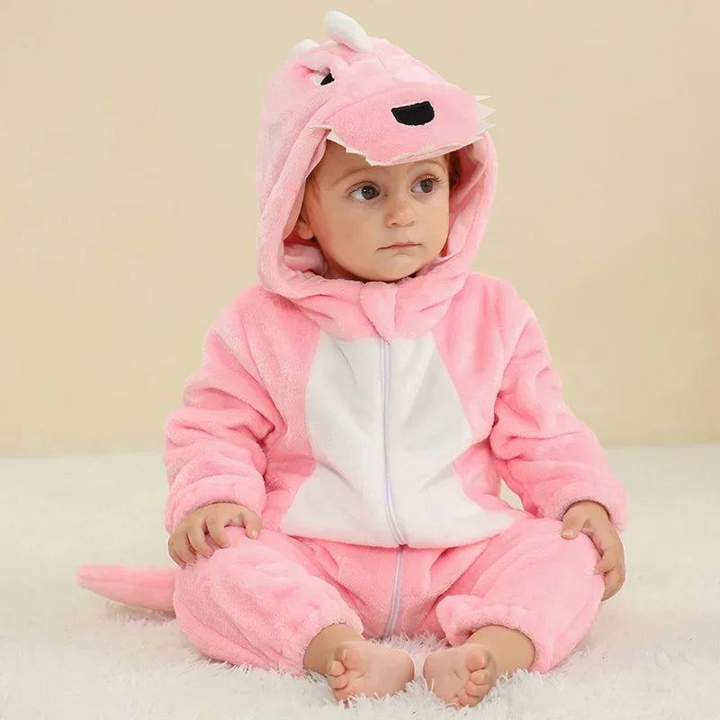 Baby Onesie Animal Costume Winter Flannel Jumpsuit V1