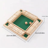 Wooden Dice Board Game Shut The Box for 4 Players