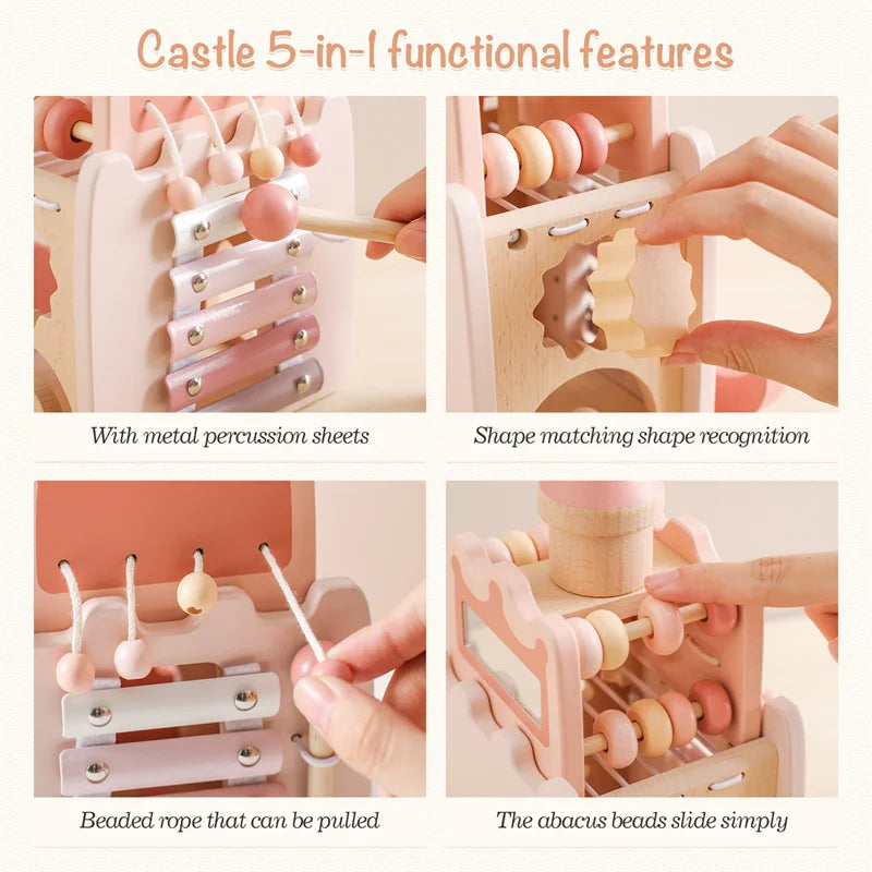 Wooden Montessori Castle Pink House