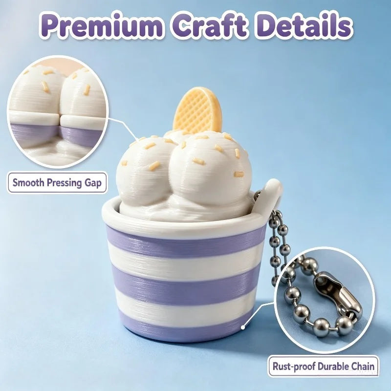 Ice Cream Cup Clicker Keychain