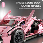 1280PCS Block Pink Sports Car Building Blocks 1:14