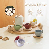 Wooden BPA Free Silicone Toy Teapot Teacup