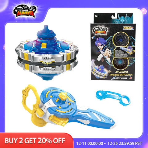 Infinity Nado 5 Advanced Stacking Battle Pack Dual Metal Rings Spinning Top Toy With Magnetic Launcher Cartoon Kids Toy