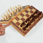 Large Magnetic Wooden Folding Chess Set Felted Game Board 39cm*39cm