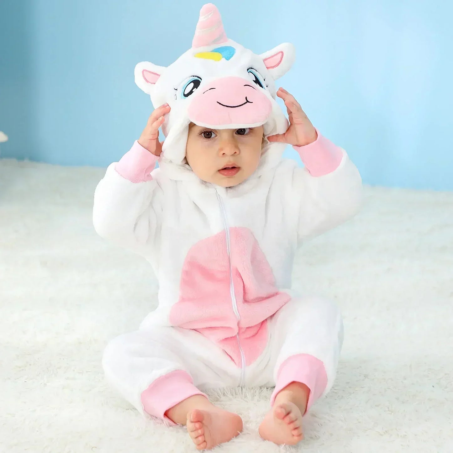 Baby Onesie Animal Costume Winter Flannel Jumpsuit V1