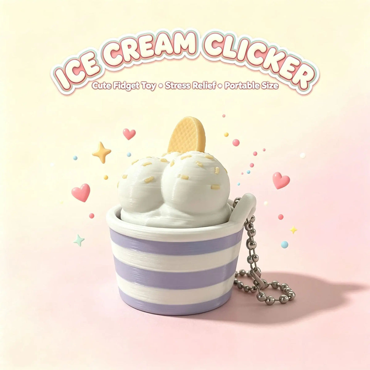 Ice Cream Cup Clicker Keychain