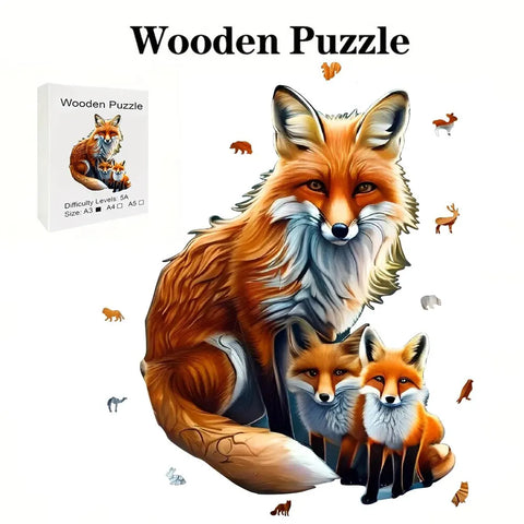 Fox Warm Family Wooden Puzzle