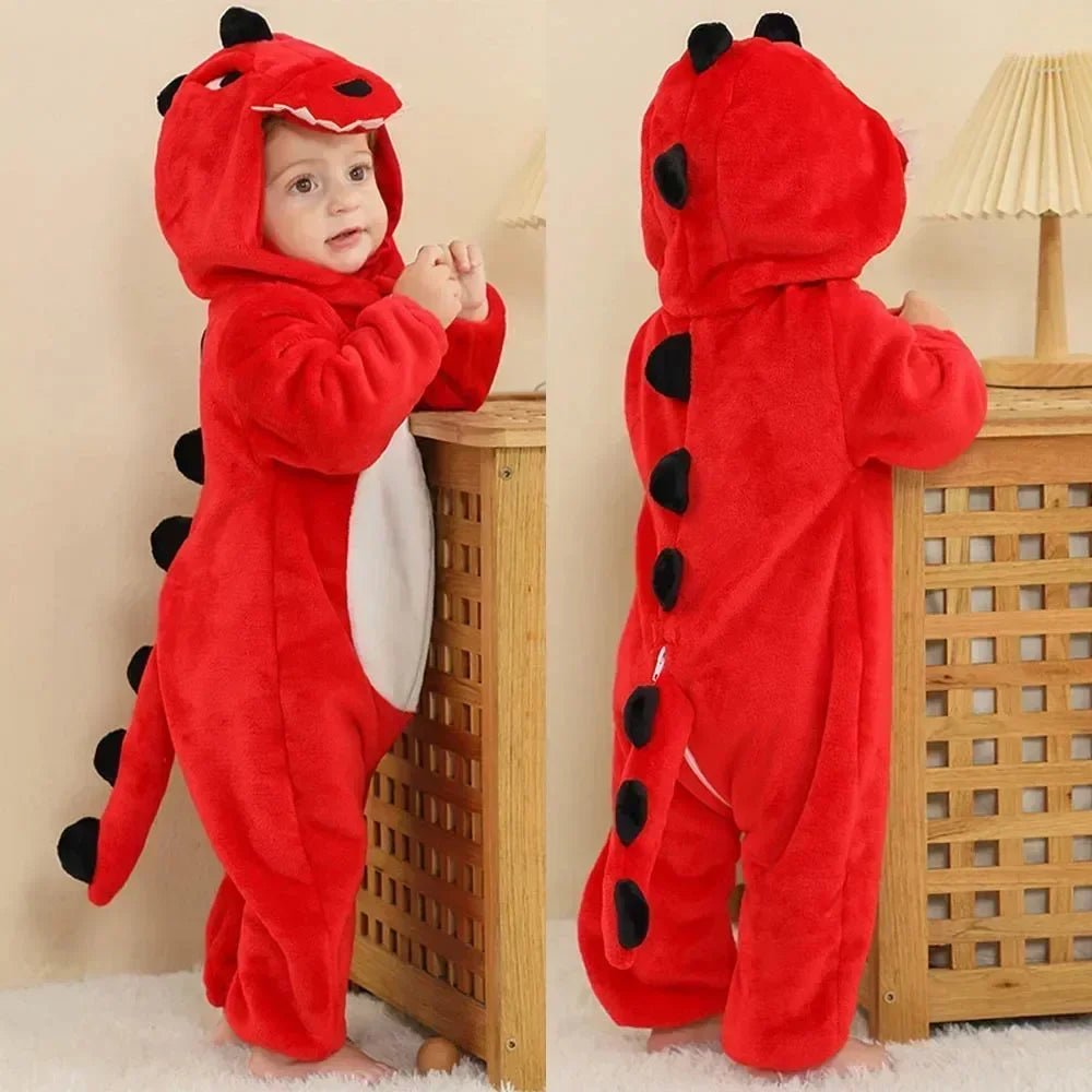 Baby Onesie Animal Costume Winter Flannel Jumpsuit V1