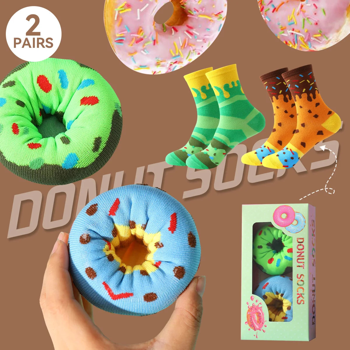 Colorful Donuts Pattern 2 Pairs