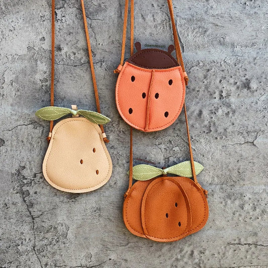 PU Leather Crossbody Bag Pumpkin Pear Ladybug