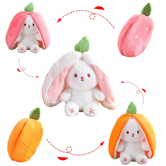 20-45cm Strawberry Rabbit In Carrot Bag Plush Toys