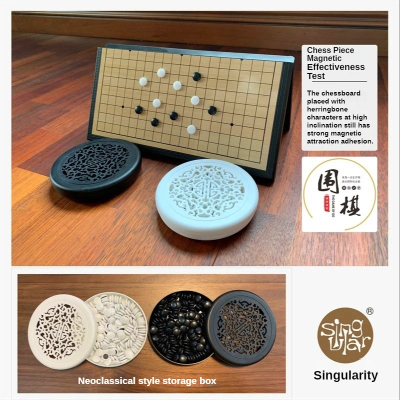 Magnetic Go Game Foldable Weiqi Acrylic Black White Chess Set