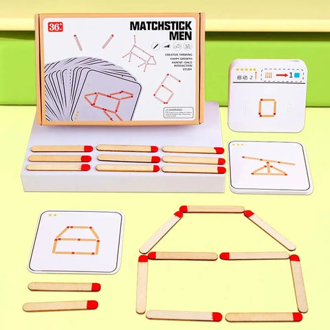 Children's Wooden Match Game Stick Geometric Logic Thinking