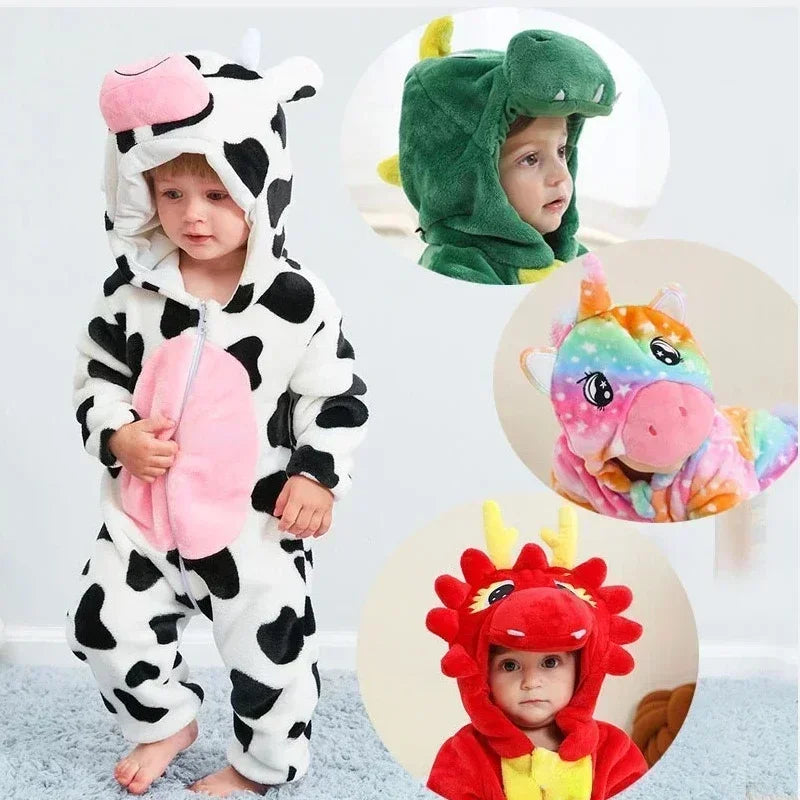 Baby Onesie Animal Costume Winter Flannel Jumpsuit V1