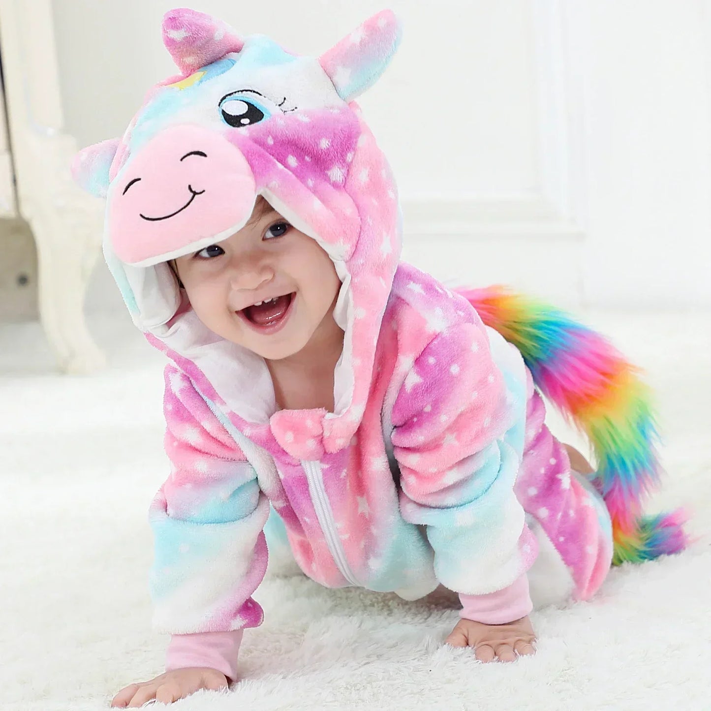 Baby Onesie Animal Costume Winter Flannel Jumpsuit V1