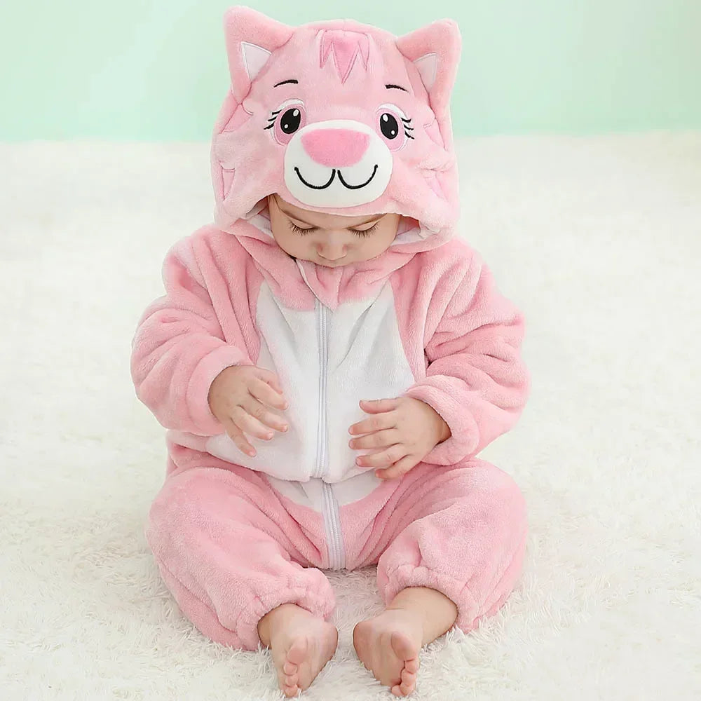 Baby Onesie Animal Costume Winter Flannel Jumpsuit V1