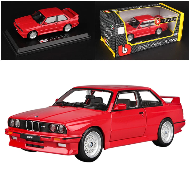 Bburago 1:24 White BMW M3 (E30) 1988 Alloy Model Car Luxury Vehicle Diecast