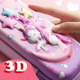 3D Unicorn cute pencil box