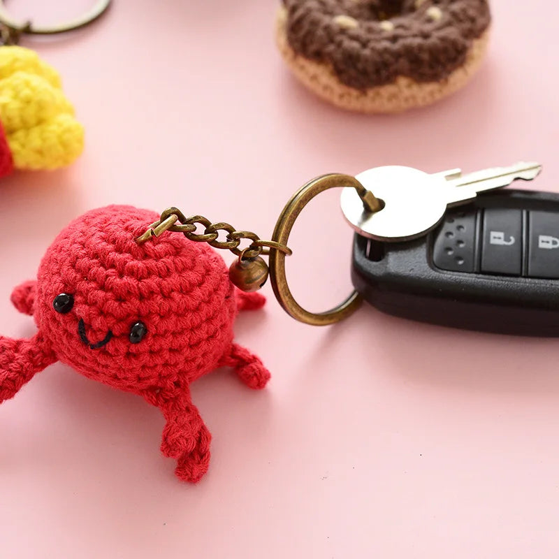 Crochet Hamburger Donut Animal Keyrings