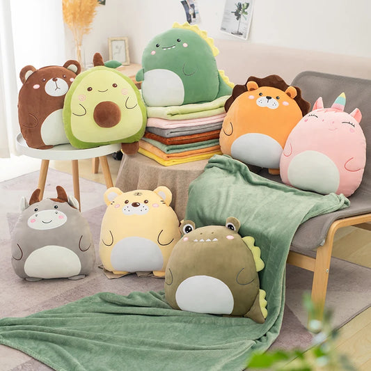 2-in-1 Animals Flannel Blanket Plush 40cm