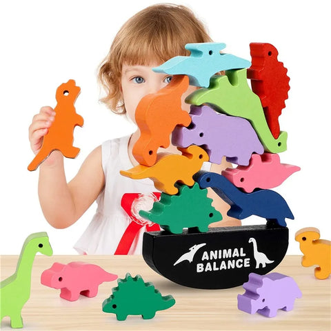 Montessori Wooden Animal Balance Blocks Toys