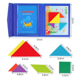 Montessori Learning Wooden Jigsaw Magnetic Tangram Puzzle Book