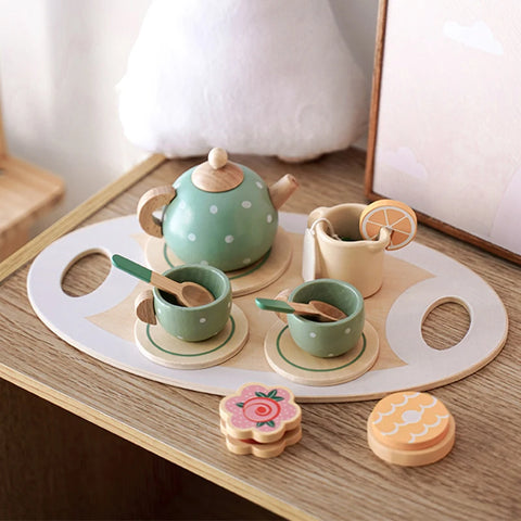 Wooden Afternoon Tea Set Toy Pretend Play