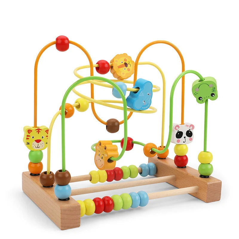 Montessori Baby Toys Wooden Roller Coaster Bead Maze