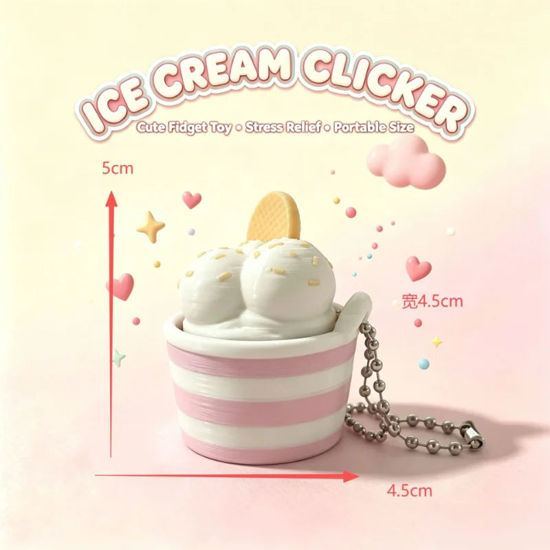 Ice Cream Cup Clicker Keychain