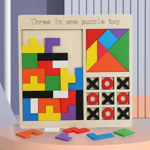 Children Wooden Tetris Block Puzzle Game