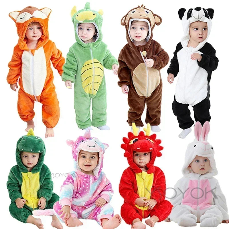 Baby Onesie Animal Costume Winter Flannel Jumpsuit V1