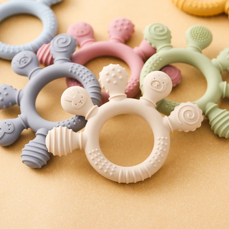 Silicone Teething Sensory Ring , Food Grade Toy