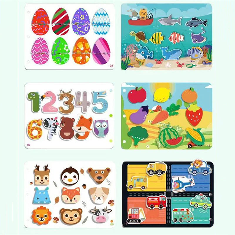 Kids Learning Book Montessori Animals Numbers Matching Puzzles