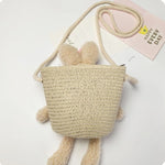Straw Weaved Rabbit Messenger Bag